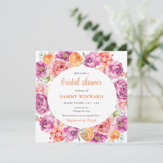 Helder Bruidsboeket Bruidsfeest Kaart (Staand voorkant)