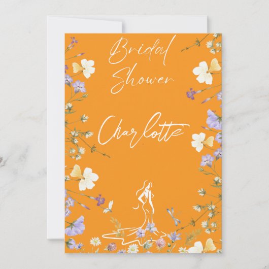 Helder bruidschrift met wilde bloemen kaart (Voorkant)