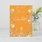 Helder bruidschrift met wilde bloemen kaart (Staand voorkant)