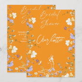 Helder bruidschrift met wilde bloemen kaart (Voorkant / Achterkant)