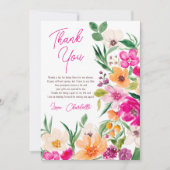 Helder bruisende wilde bloemen script bruidsdouche bedankkaart (Voorkant)