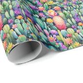 Helder cactusbloesem woestijn botanisch patroon cadeaupapier (Rol Hoek)