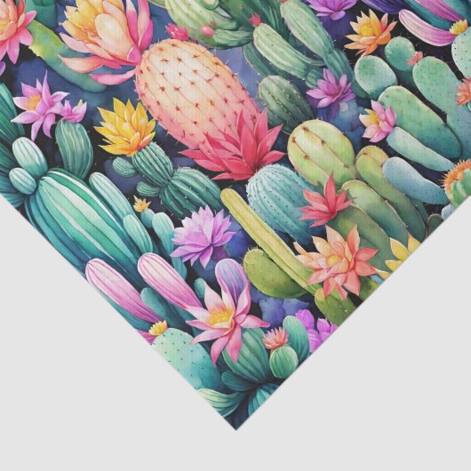 Helder cactusbloesem woestijn botanisch patroon tissuepapier (Detail)