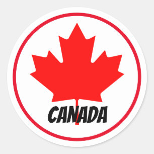Helder Canadese Esdoornblad Canada Dag Rood Wit Ronde Sticker