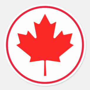 Helder Canadese Esdoornblad Canada Rood Wit Ronde Sticker