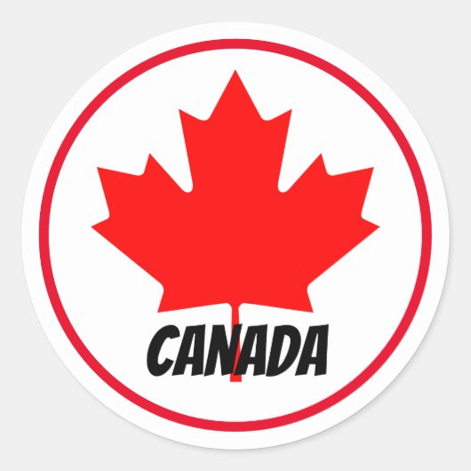 Helder Canadese maaple Leaf Canada Day Red White Ronde Sticker (Voorkant)