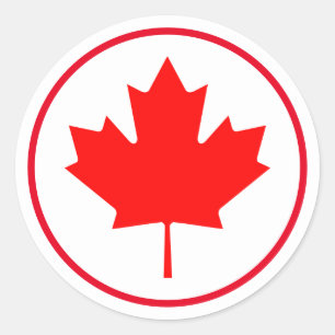 Helder Canadese maaple Leaf Canada Day Red White Ronde Sticker
