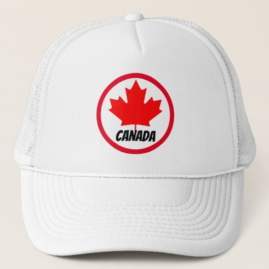 Helder Canadese maaple Leaf Canada Day Red White Trucker Pet (Voorkant)