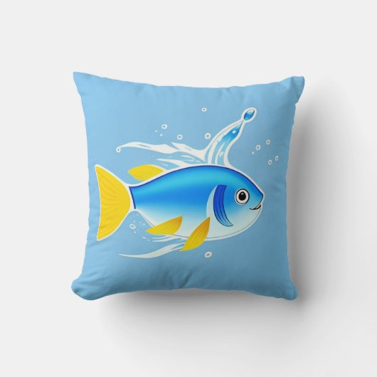 Helder cartoonvis met waterspatten kussen (Voorkant)