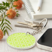 Helder Chartreuse Dag Glow Geometrisch Patroon Sleutelhanger (Voorkant Rechts)