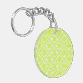 Helder Chartreuse Dag Glow Geometrisch Patroon Sleutelhanger (Voorkant Links)