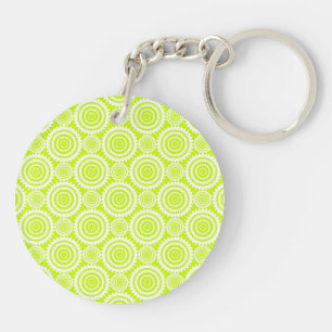Helder Chartreuse Dag Glow Geometrisch Patroon Sleutelhanger