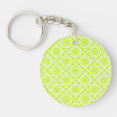 Helder Chartreuse Dag Glow Geometrisch Patroon Sleutelhanger (Voorkant)