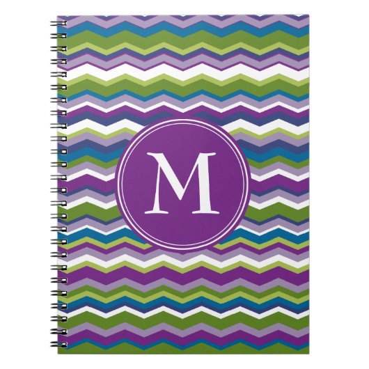 Helder Chevron Patroon met Monogram Notitieboek (Voorkant)