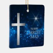 Helder Christelijke Silver Cross-Kerstmis Keramisch Ornament (Rechts)