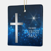 Helder Christelijke Silver Cross-Kerstmis Keramisch Ornament (Links)