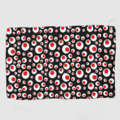 Helder cirkelvormig patroon Rood binnen Witte Cirk Golfhanddoek (Horizontaal)