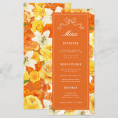Helder Citrus Geel Oranje Bruiloft Bruidsfeest Menu (Voorkant / Achterkant)
