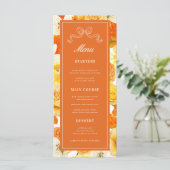 Helder Citrus Geel Oranje Bruiloft Bruidsfeest Menu (Staand voorkant)