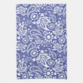 Helder Classic Blue en White Paisley Design Theedoek (Verticaal)