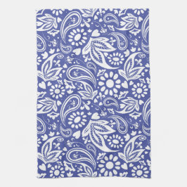Helder Classic Blue en White Paisley Design Theedoek