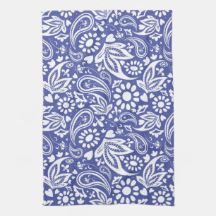 Helder Classic Blue en White Paisley Design Theedoek