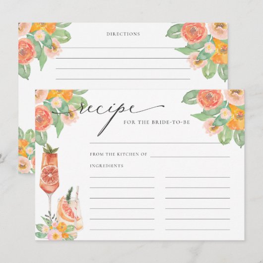 Helder cocktail recept voor de bruid te zijn informatiekaartje (Voorkant / Achterkant)