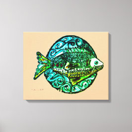 Helder contemporain Vriendelijke Vis kunstdruk Canvas Afdruk
