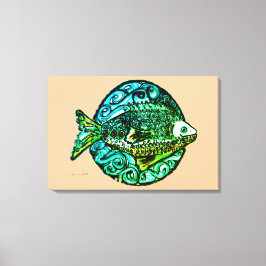 Helder contemporain Vriendelijke Vis kunstdruk Canvas Afdruk