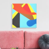 Helder Creatief Turkoois Abstracte Kunstprint Canvas Afdruk (Insitu (Woonkamer))