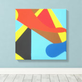 Helder Creatief Turkoois Abstracte Kunstprint Canvas Afdruk (Insitu (Houten vloer))