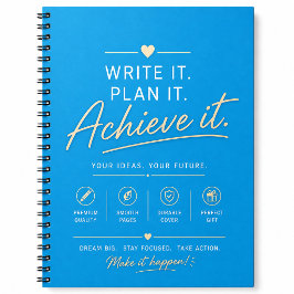 Helder Cyaan Minimalistisch Productiviteitsnotitie Notitieboek