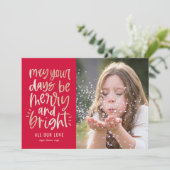 Helder Dagen BEWERKBARE KLEUR Kerstkaart (Staand voorkant)