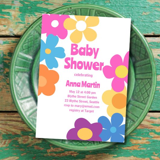 Helder Daisies Baby Shower Uitnodiging