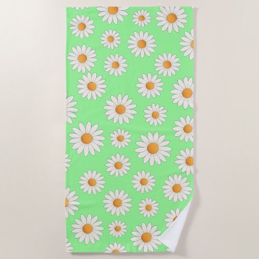 Helder Daisy Pattern – Bloemen Zomer Accessoire - Strandlaken (Voorkant)