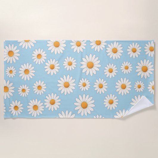 Helder Daisy Pattern – Bloemen Zomer Accessoire - Strandlaken (Voorkant)