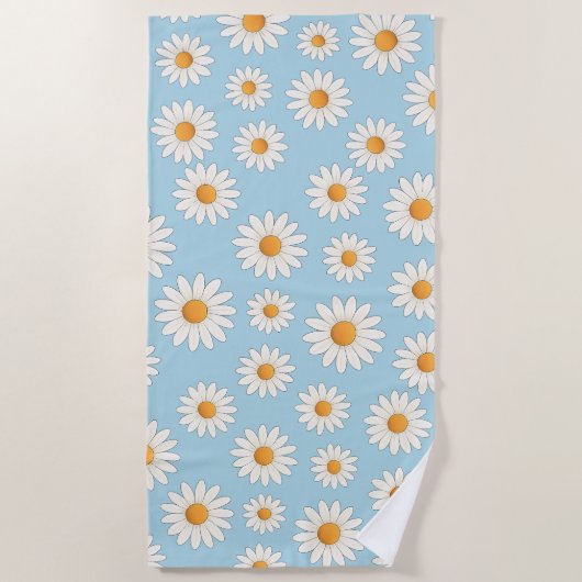 Helder Daisy Pattern – Bloemen Zomer Accessoire - Strandlaken (Voorkant)