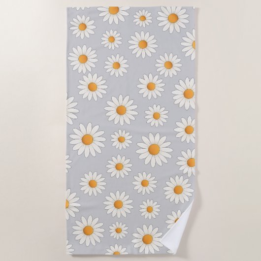 Helder Daisy Pattern – Bloemen Zomer Accessoire - Strandlaken (Voorkant)