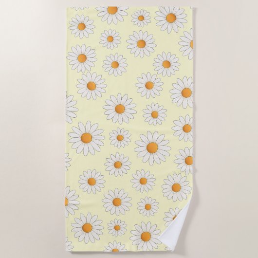 Helder Daisy Pattern – Bloemen Zomer Accessoire - Strandlaken (Voorkant)