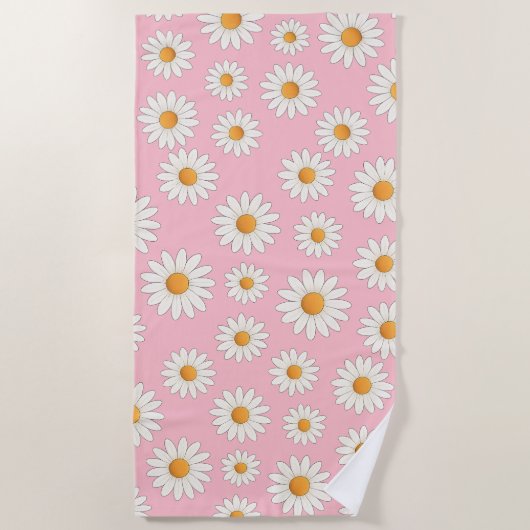 Helder Daisy Pattern – Bloemen Zomer Accessoire - Strandlaken (Voorkant)