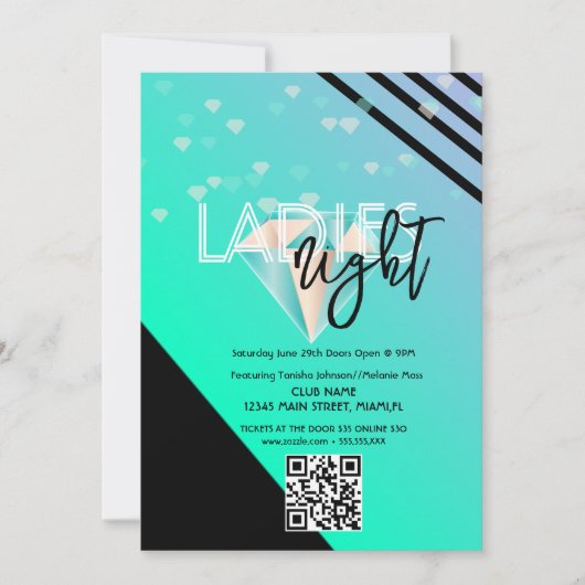 Helder Dames Nachtclub Bar Flyer QR Code Kaart (Voorkant)