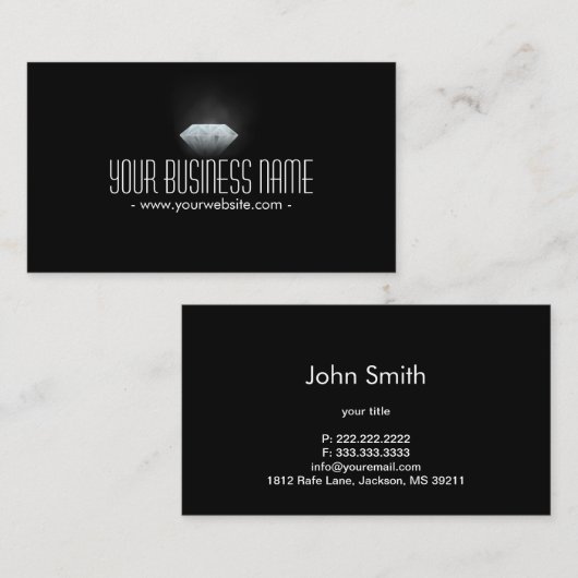 Helder diamant in het donkere juwelier Visitekaart Visitekaartje (Voorkant / Achterkant)