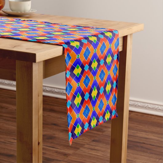 Helder Diamond Pattern Design Table Runner Korte Tafelloper (Voorbeeld)