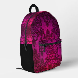 Helder Diep Roze Damast Bohemain Stijl Bedrukte Rugzak