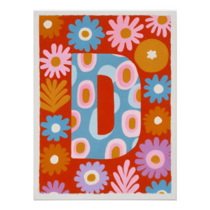 Helder Dopamine Decor Monogram Letter D Poster