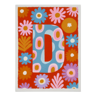 Helder Dopamine Decor Monogram Letter D Poster