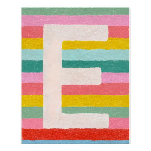 Helder Dopamine Decor Monogram Letter E Poster (Voorkant)