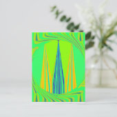 Helder edgy geometrisch neon patroon art ontwerp briefkaart (Staand voorkant)