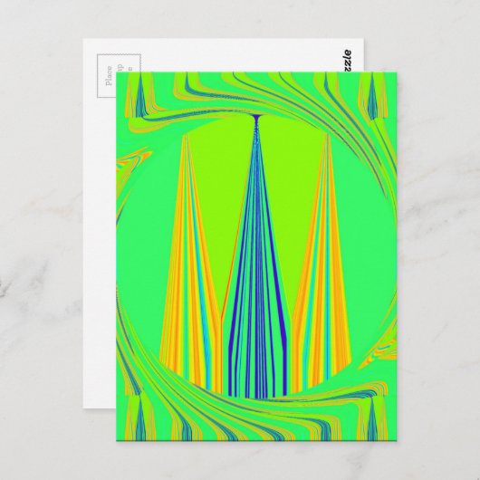 Helder edgy geometrisch neon patroon art ontwerp briefkaart (Voorkant / Achterkant)
