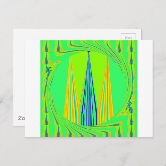 Helder edgy geometrisch neon patroon art ontwerp briefkaart (Voorkant / Achterkant)